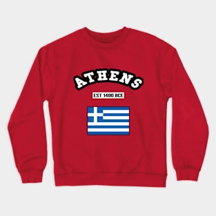 🏺 Athens Greece Strong, Greek Flag, Est 1400 BCE, City Pride Crewneck Sweatshirt